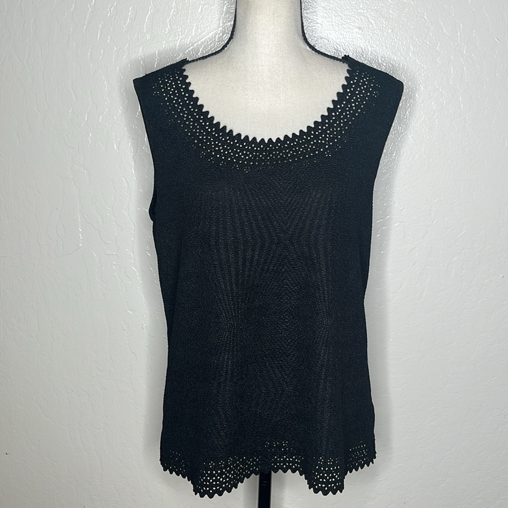 Chances R black crochet tank top